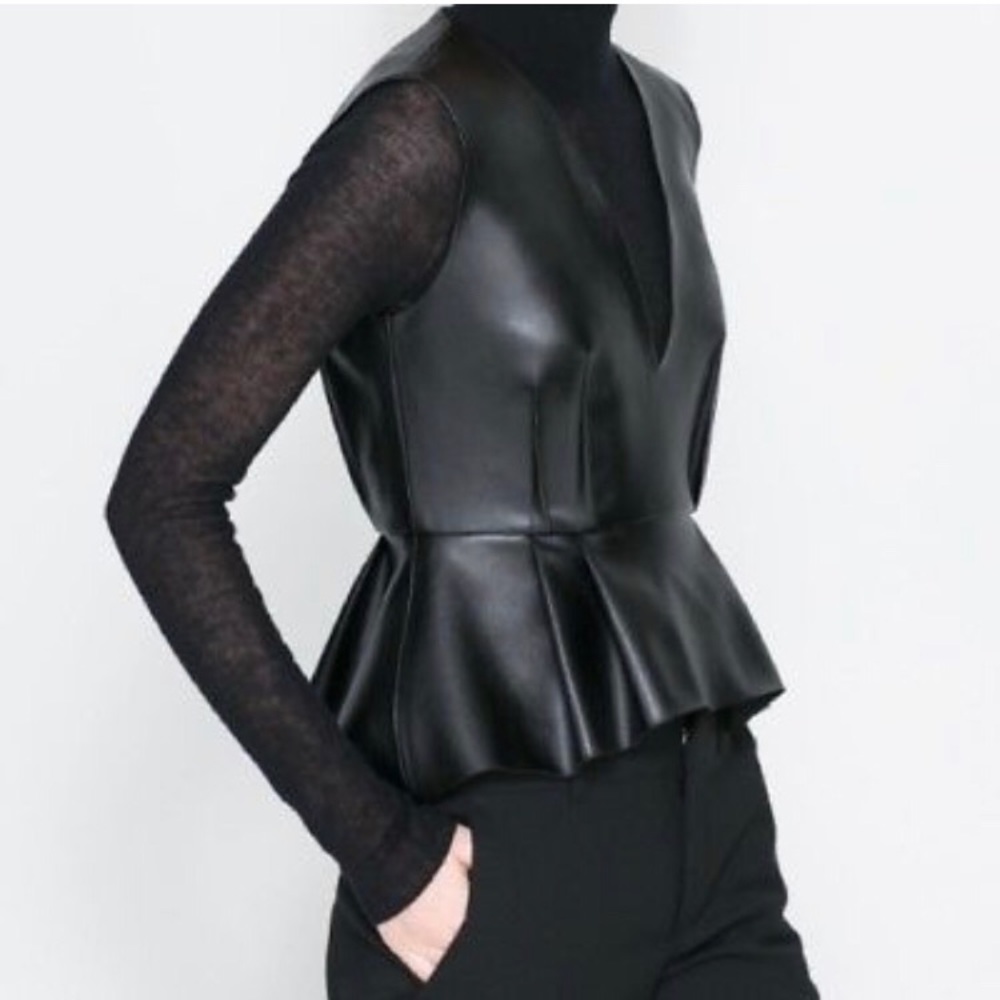 2/$25 Zara Leather Peplum Top